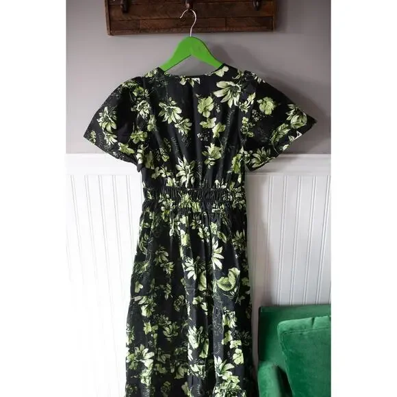 Anthropologie The Somerset Maxi Dress XS Green leaves - Picture 5 of 5